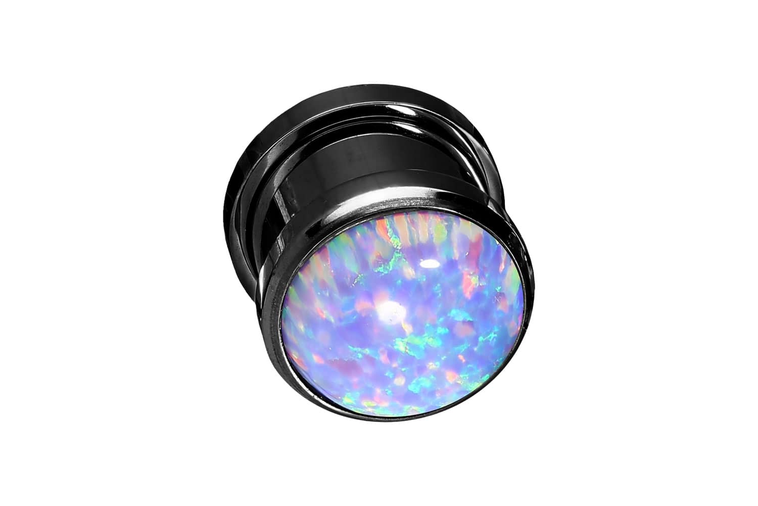 Chirurgenstahl Plug SYNTHETISCHER OPAL ++SALE++ von Piercingline
